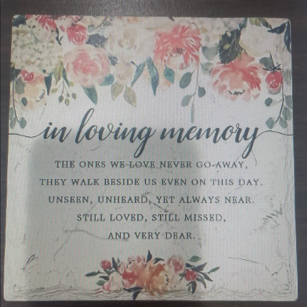 In Loving Memory Floral Wall Plaque - White and Pink